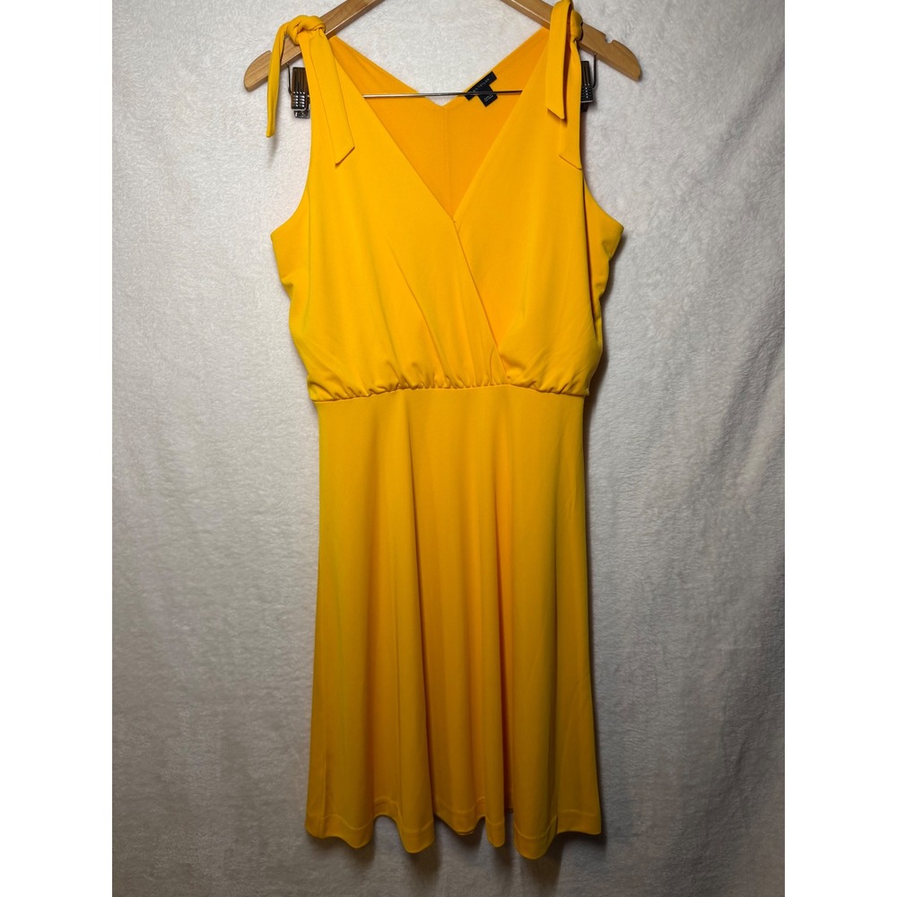 Ann Taylor Yellow Sz S Tie Shoulder Fit & Flare Dress Sleeveless Party Office